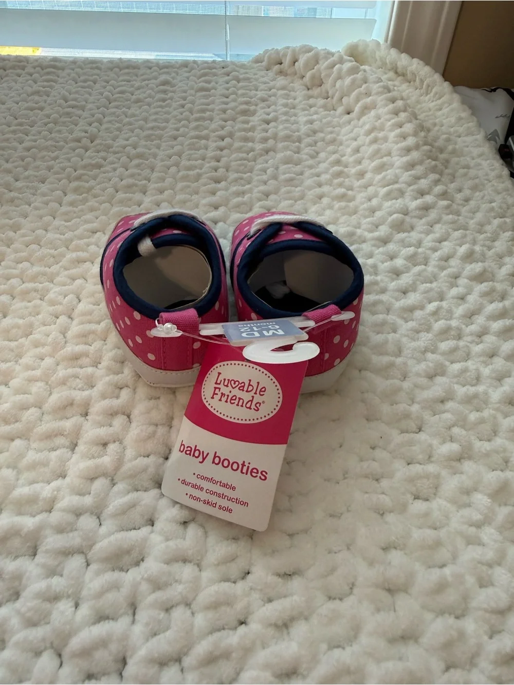 Luvable Friends Pink Polka Dot Baby Booties